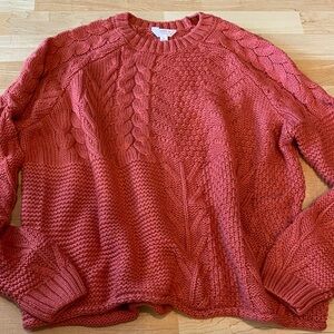 Women’s Women's Cable Knit super soft Sweater - Rust large (12/14)